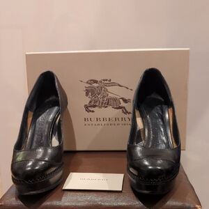 Burberry Black Leather Platform Heels